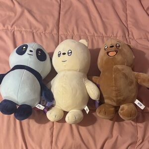 Cartoon Network We Bare Bears Stuffed Animals - Blue, Cream, Brown